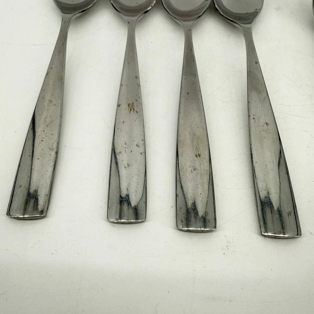 Studio William Spoon 4pc Silver Stainless Steel Modern Square Handle Flatware